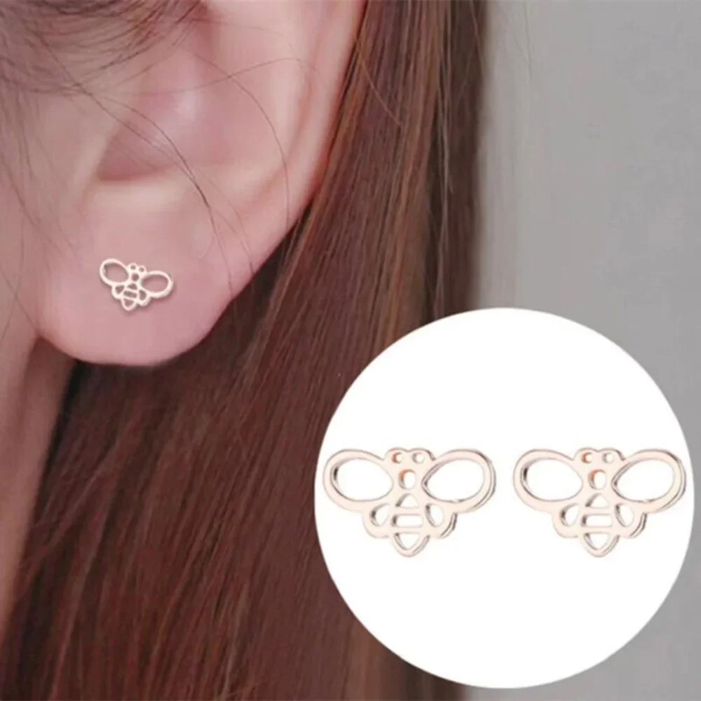 New 925 Sterling Silver Bee Studs